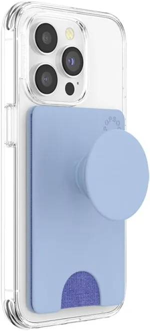 PopSockets Phone Wallet with Expanding Phone Grip, Phone Card Holder, Solid PopWallet - Cornflower Blue