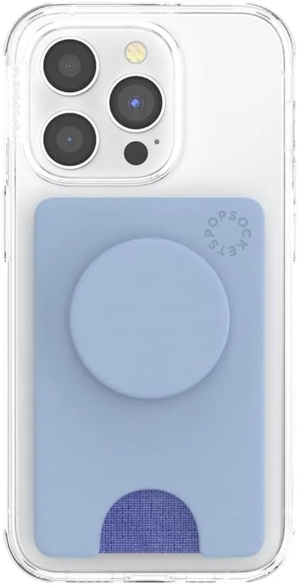PopSockets Phone Wallet with Expanding Phone Grip, Phone Card Holder, Solid PopWallet - Cornflower Blue