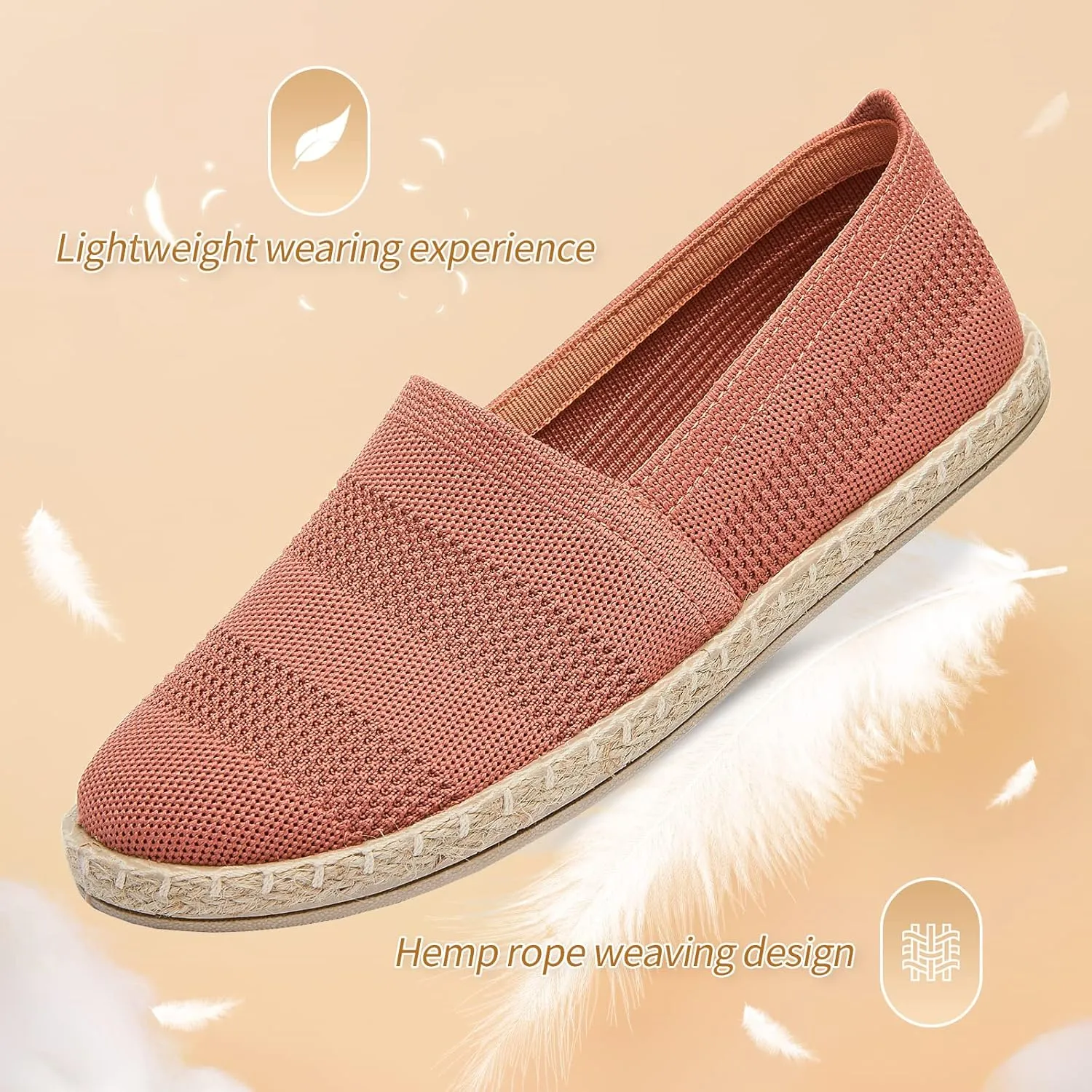 POVOGER Women's Black Flats Mesh Slip On Shoes Breathable Loafers Espadrilles Flats Soft Womens Casual Shoes