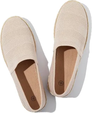 POVOGER Women's Black Flats Mesh Slip On Shoes Breathable Loafers Espadrilles Flats Soft Womens Casual Shoes
