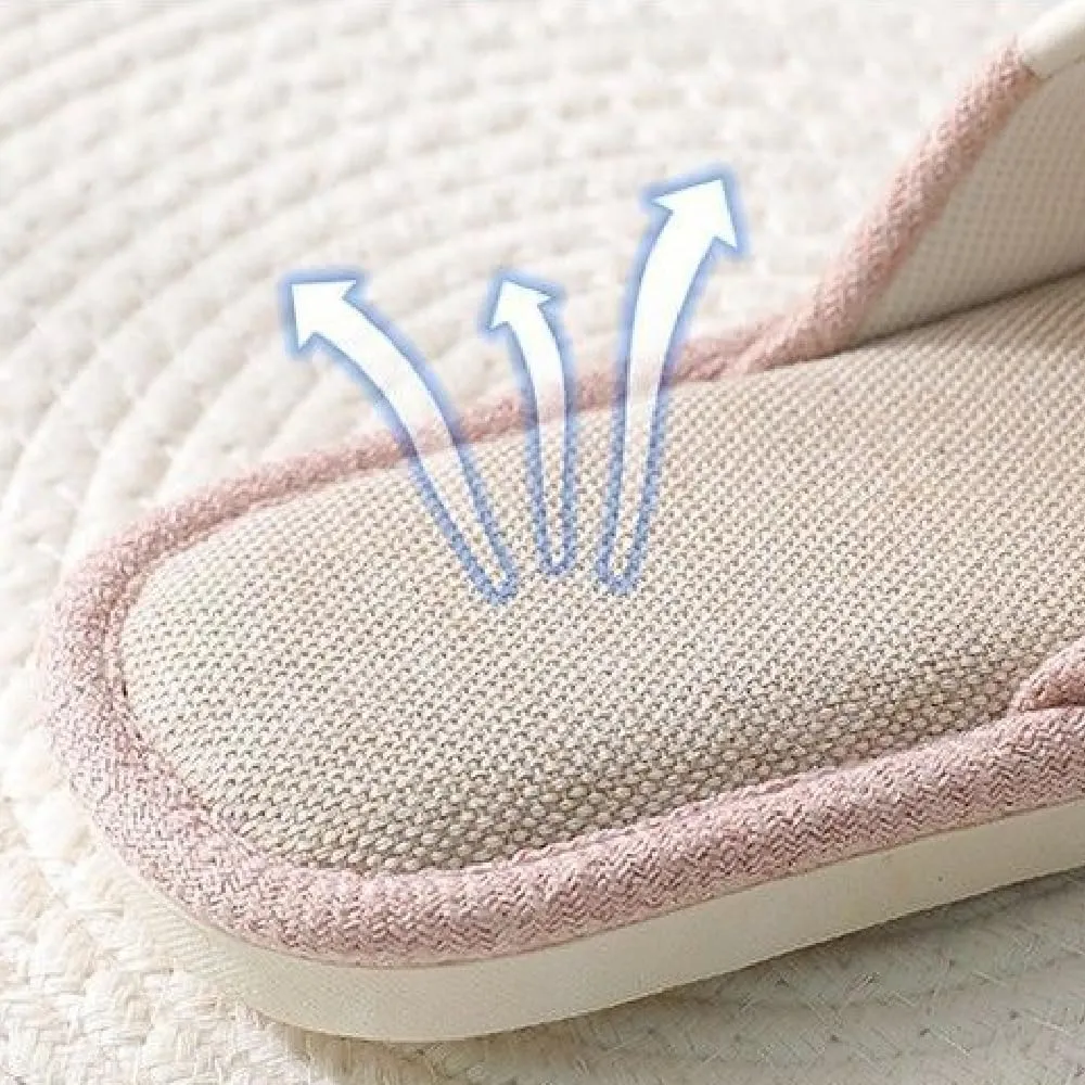 Premium Comfort Silent All Seasons Linen Open Toe Men's House Slippers Indoor Soft Home Slip On Shoes Cushion Sole
