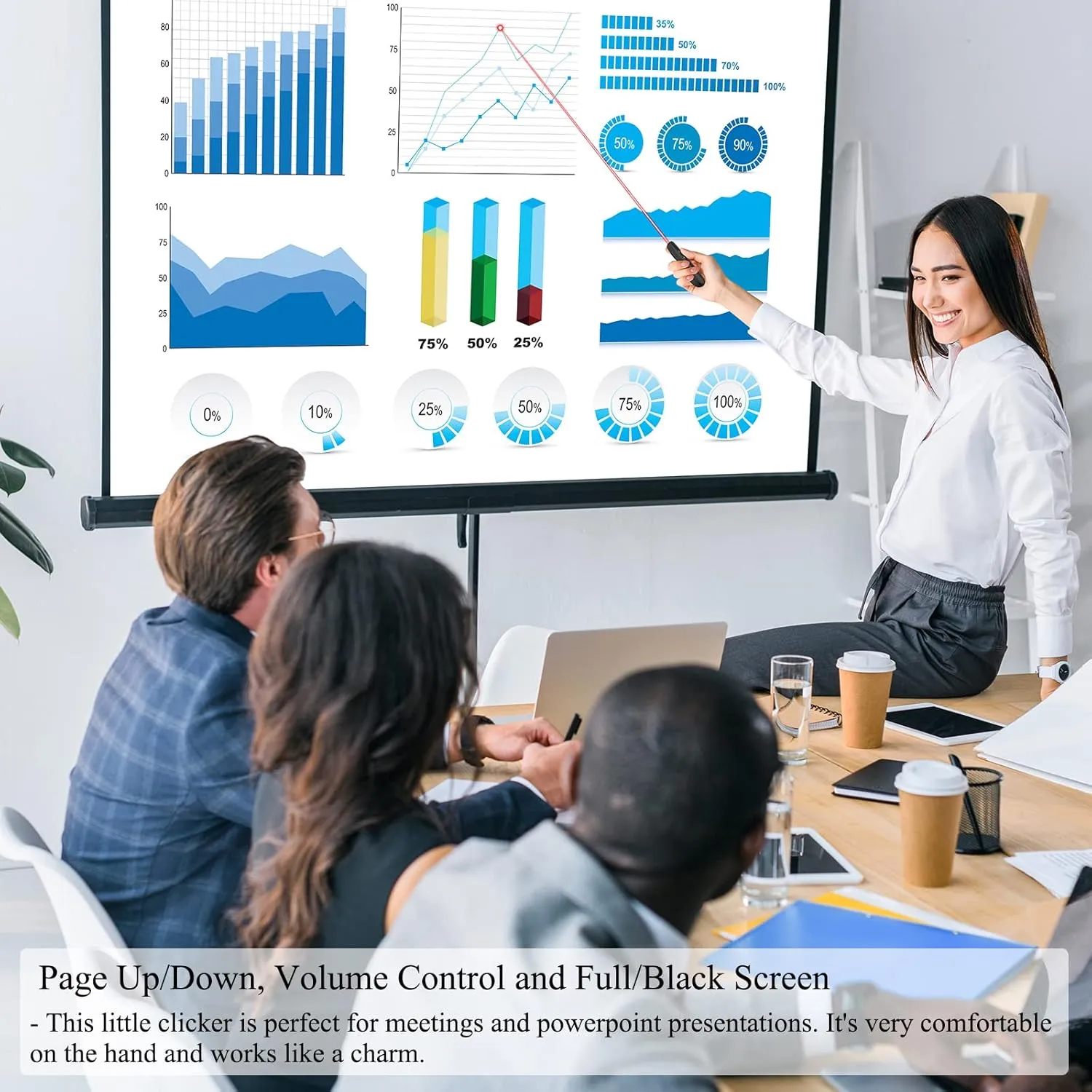 Presentation Pointer Presenter Slide Advancer: Wireless PowerPoint Remote Clicker with USB | 100Ft Control Long Range | Universal Compatibility | Ergonomic Design - 2 Pack