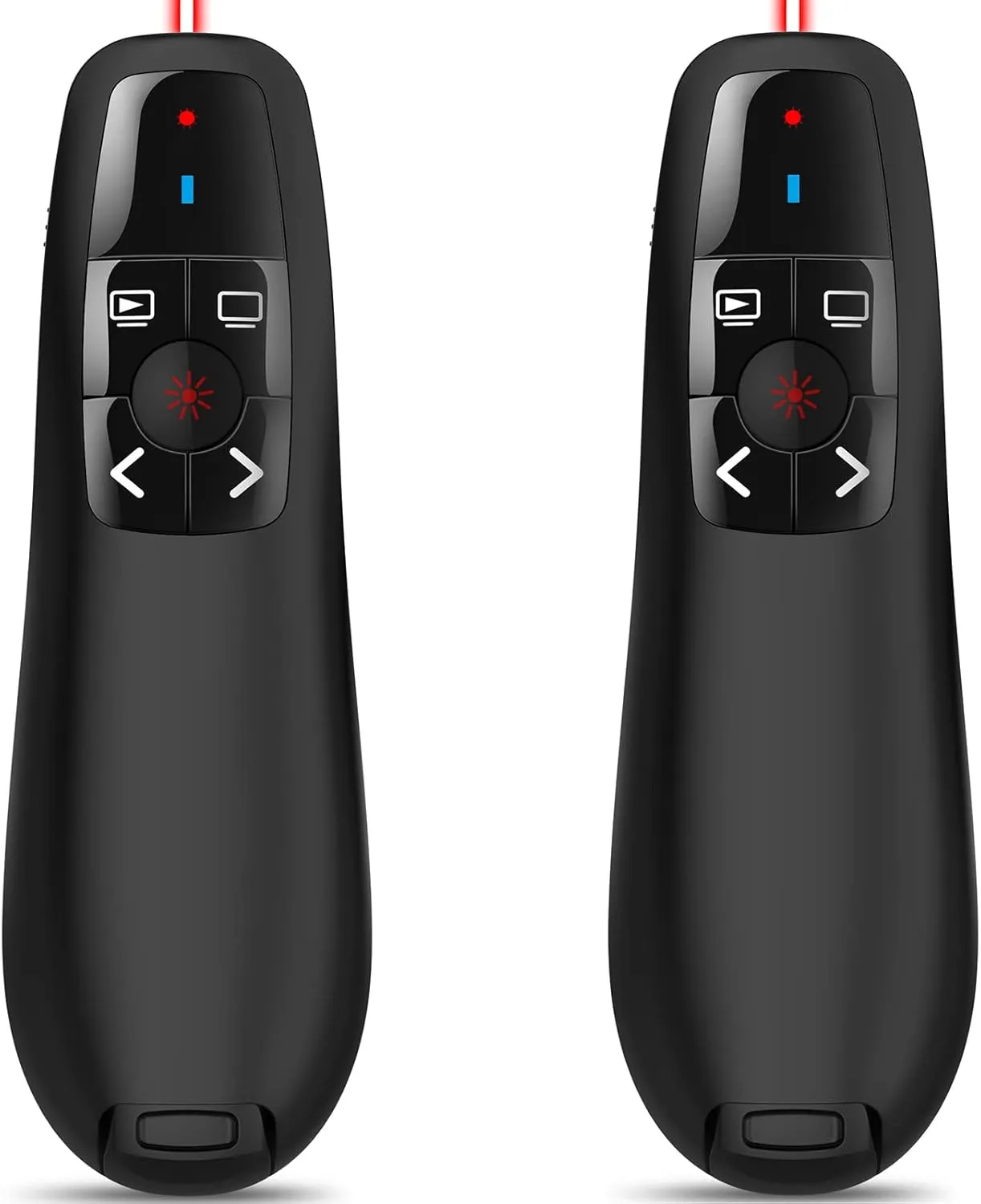 Presentation Pointer Presenter Slide Advancer: Wireless PowerPoint Remote Clicker with USB | 100Ft Control Long Range | Universal Compatibility | Ergonomic Design - 2 Pack