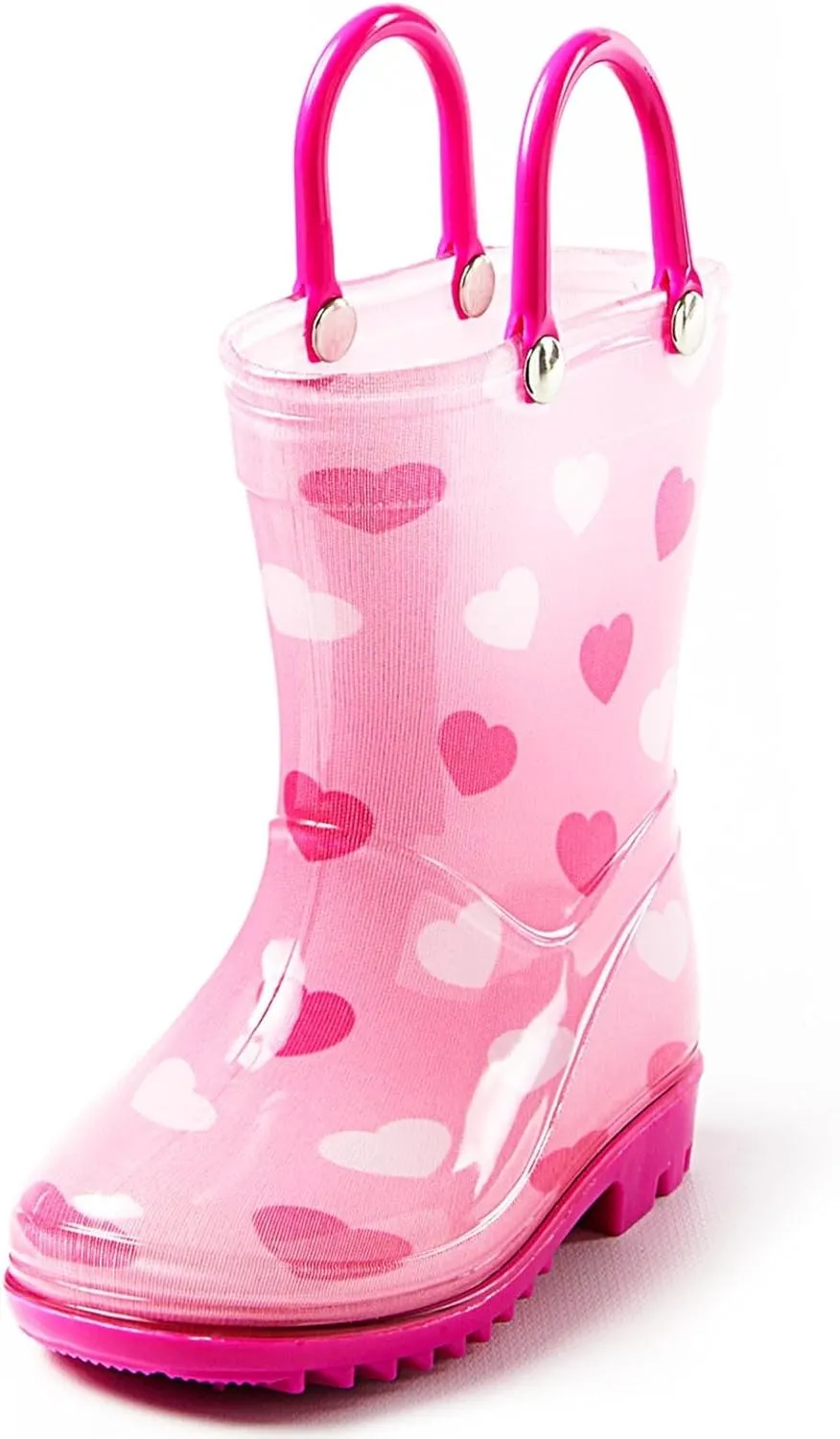 Puddle Play Toddler and Kids Waterproof PVC Rain Boots with Easy-On Handles – Lightweight Slip-Resistant Outdoor Boots for Boys and Girls