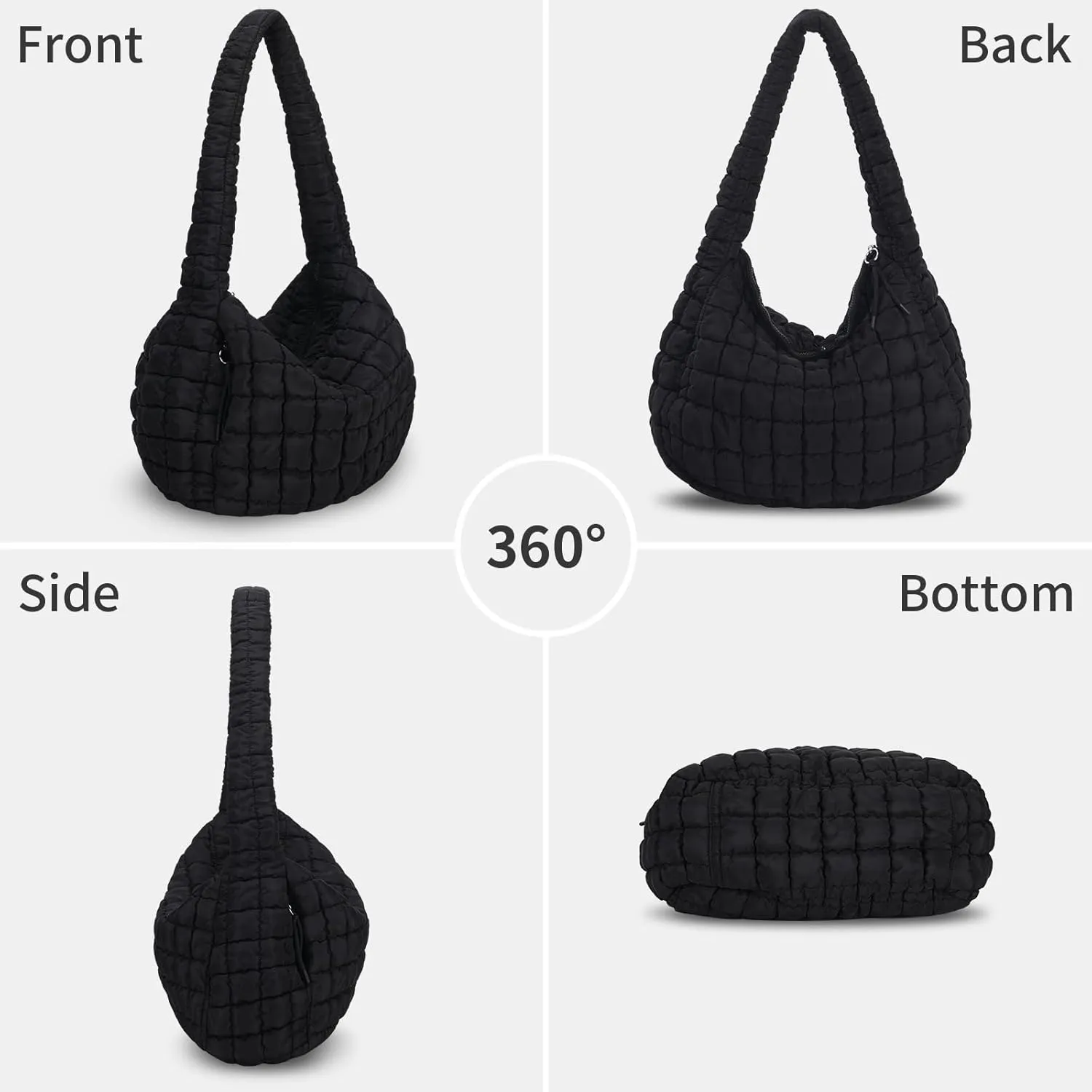 Puffer Tote Bag for Women Large Quilted Carryall Bag Soft Puffy Crossbody Lightweight Shoulder Handbags Work Travel