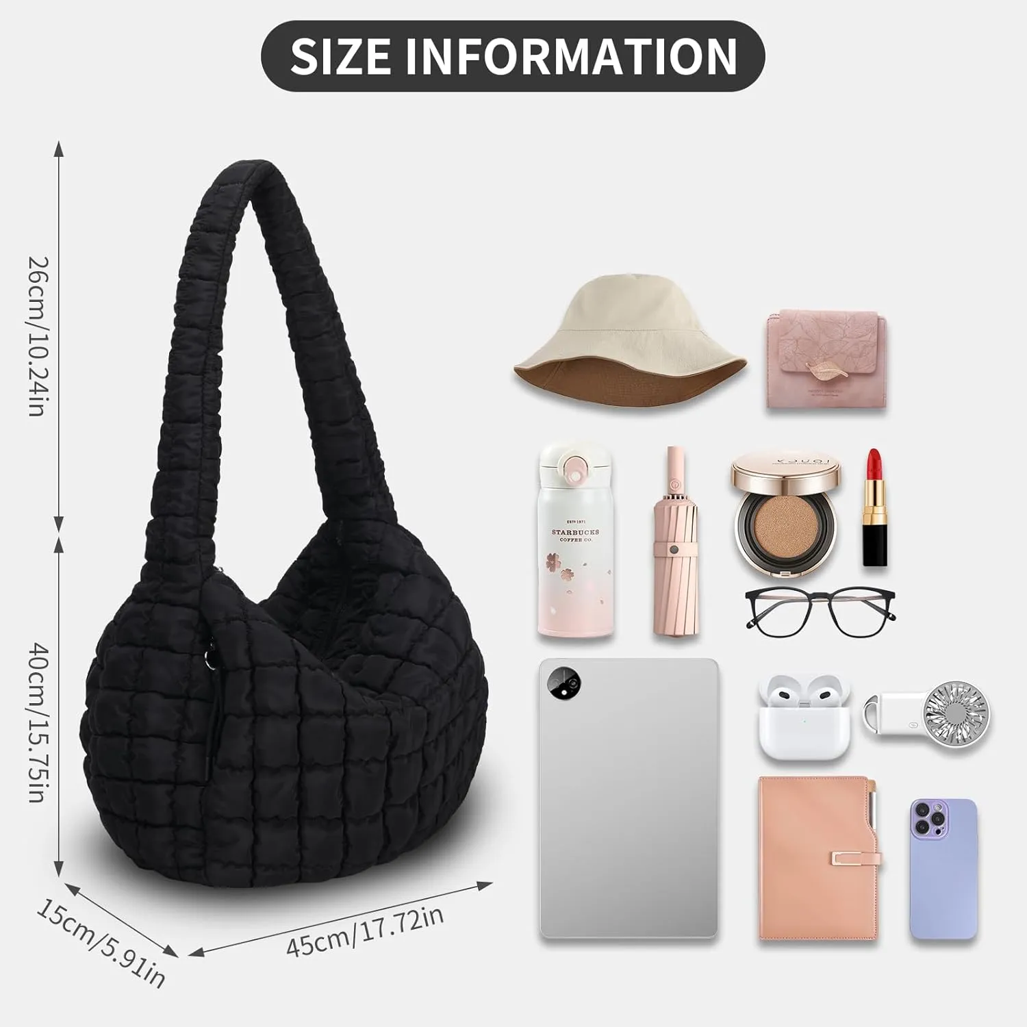 Puffer Tote Bag for Women Large Quilted Carryall Bag Soft Puffy Crossbody Lightweight Shoulder Handbags Work Travel