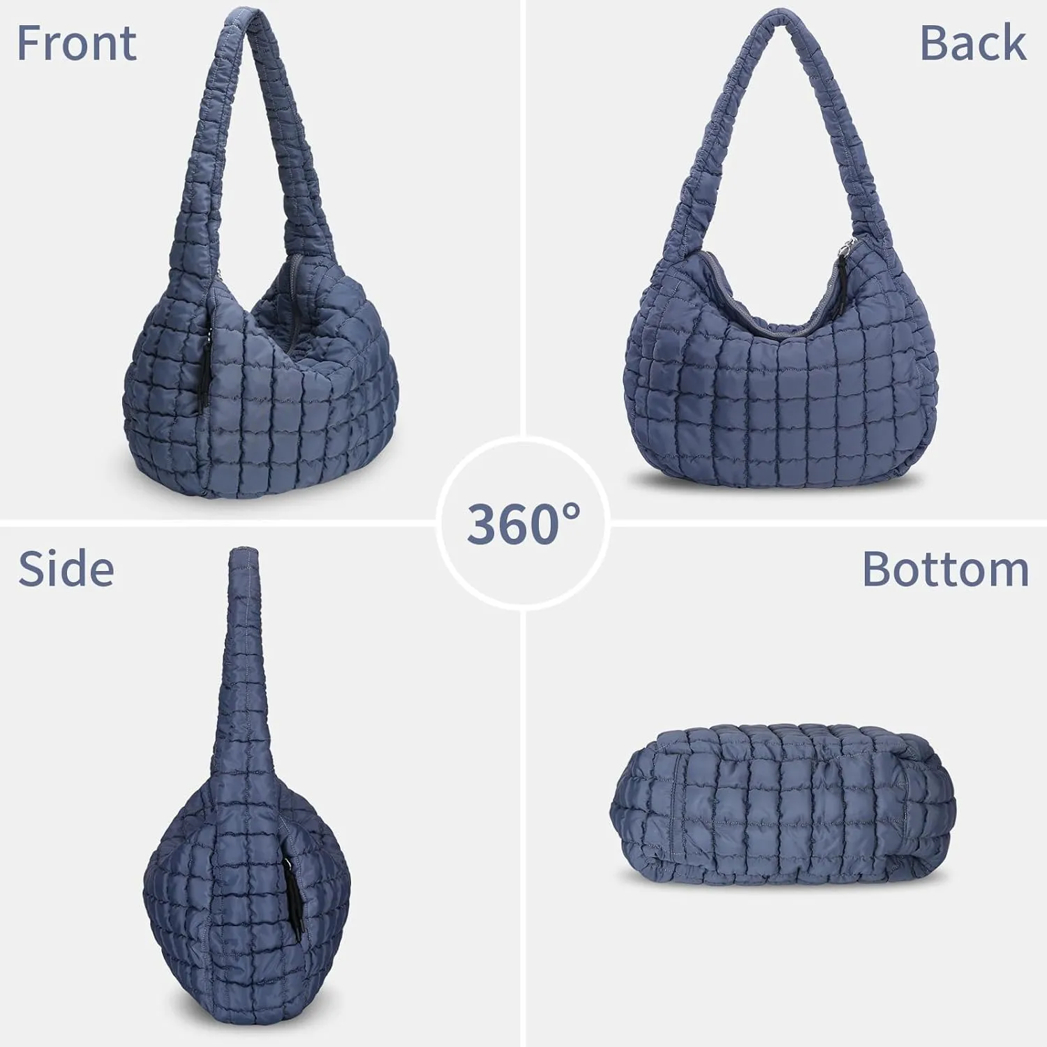 Puffer Tote Bag for Women - Large Quilted Crossbody Handbag - Lightweight Shoulder Hobo Bag - Soft Puffy Carryall