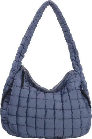 Puffer Tote Bag for Women - Large Quilted Crossbody Handbag - Lightweight Shoulder Hobo Bag - Soft Puffy Carryall