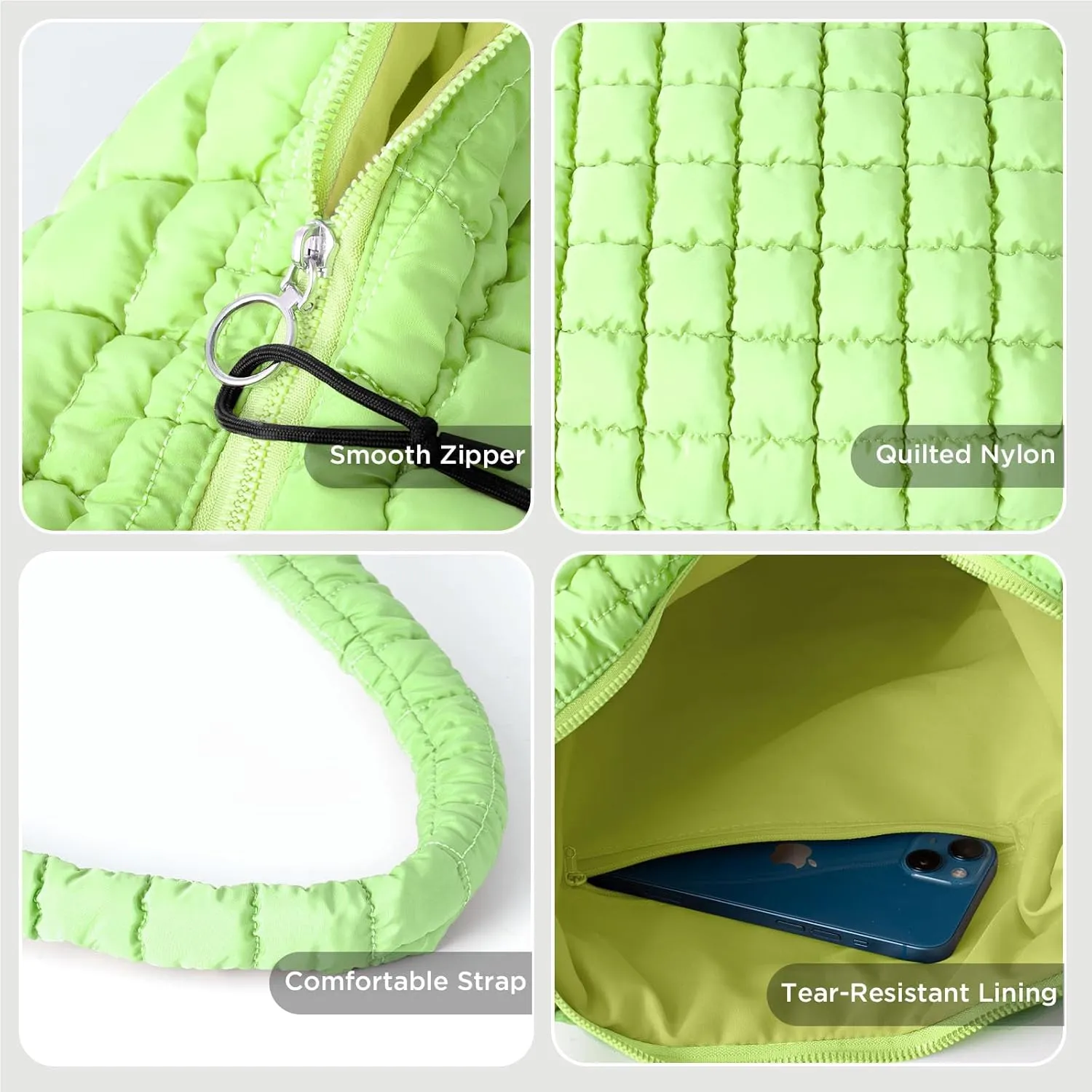 Puffer Tote Bag for Women Large Quilted Tote Bag Quilted Carryall Bag Soft Puffy Crossbody Bag Hobo Handbags Puff Purse