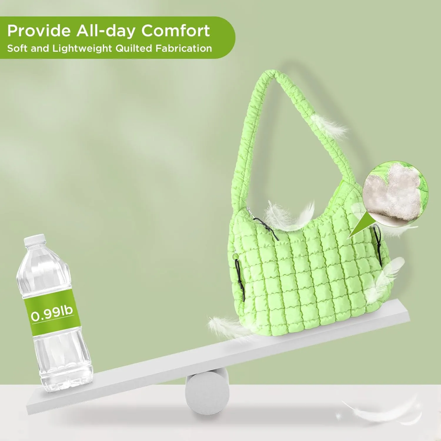 Puffer Tote Bag for Women Large Quilted Tote Bag Quilted Carryall Bag Soft Puffy Crossbody Bag Hobo Handbags Puff Purse