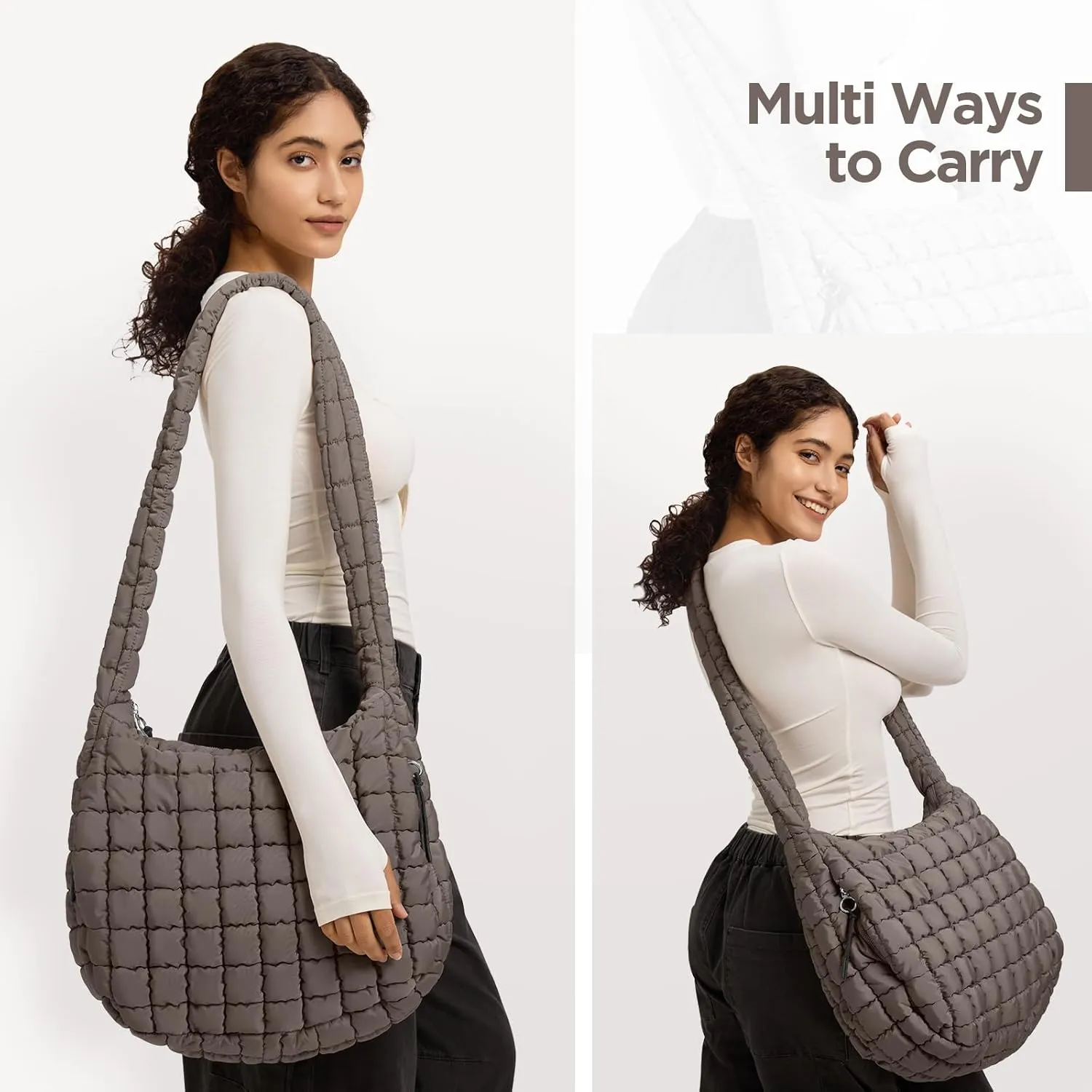 Puffer Tote Bag for Women Large Quilted Tote Bag Quilted Carryall Bag Soft Puffy Crossbody Bag Hobo Handbags Puff Purse