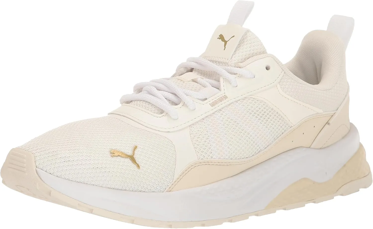 PUMA Womens Anzarun 2.0 Cross Trainer, Warm White-Alpine Snow-Gold, 8