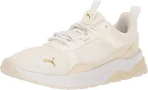 PUMA Womens Anzarun 2.0 Cross Trainer, Warm White-Alpine Snow-Gold, 8