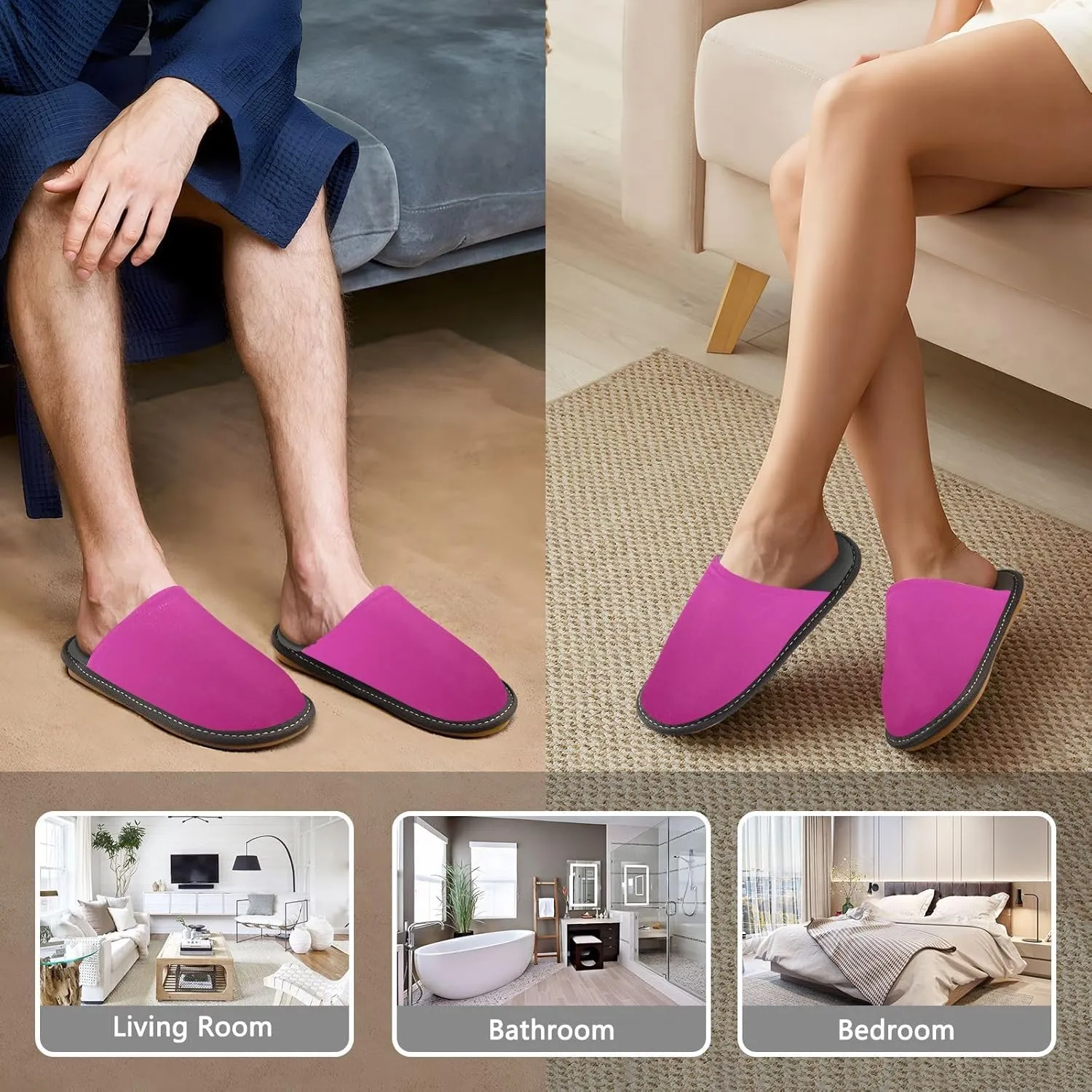 Purple Yellow Gradient House Slippers for Women Men Non-Slip Slip On Slippers