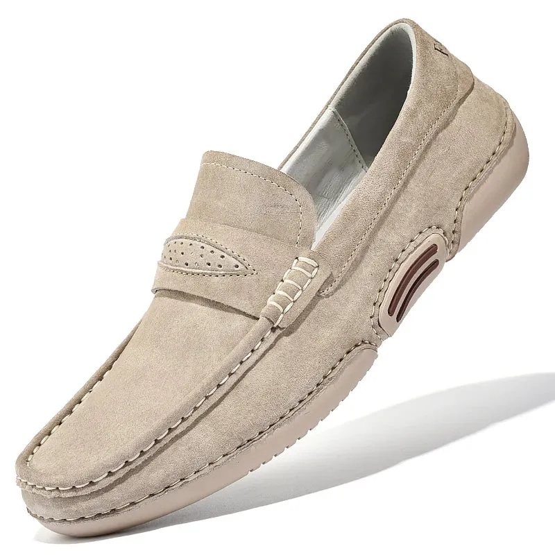 Quality Genuine Leather Slip-On Loafers for Men - Comfortable Walking Flats