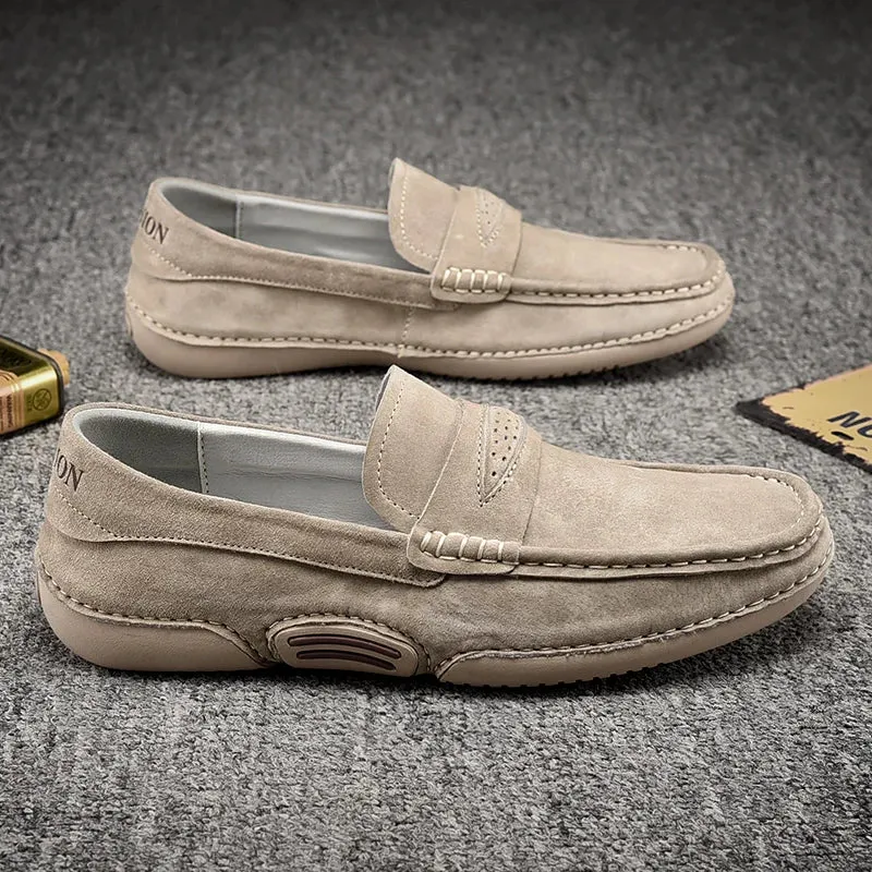 Quality Genuine Leather Slip-On Loafers for Men - Comfortable Walking Flats