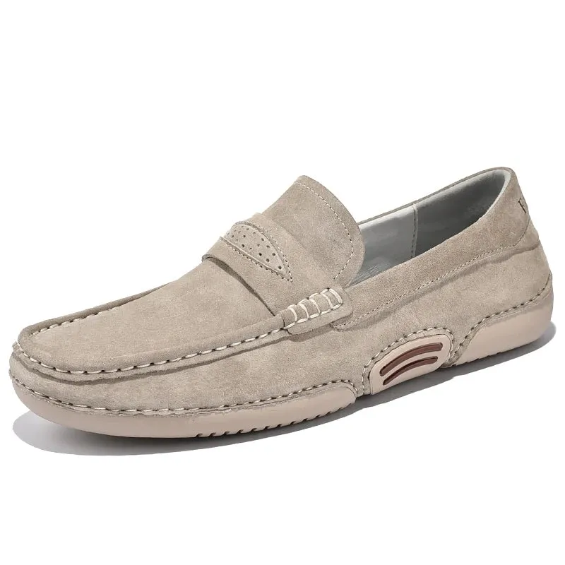 Quality Genuine Leather Slip-On Loafers for Men - Comfortable Walking Flats