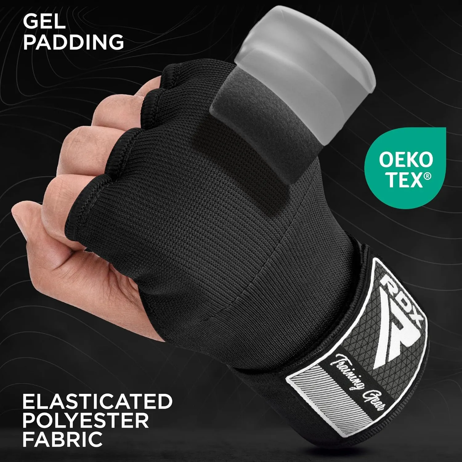 RDX Gel Boxing Hand Wraps Inner Gloves Men Women, Quick 100cm Long Wrist Straps, Elasticated Padded Fist Under Mitts Protection, Muay Thai MMA Kickboxing Martial Arts Punching Training Bandages