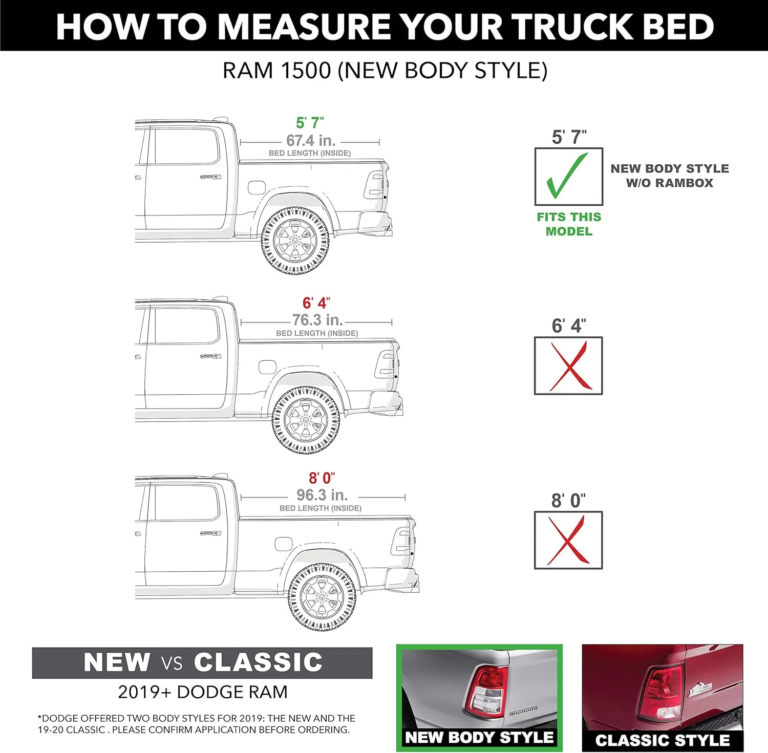 RealTruck UnderCover Elite LX One-Piece Truck Bed Tonneau Cover | UC3098L-KXJ | Fits 2019 - 2024 Dodge Ram 1500 (KXJ - Diamond Black) Does Not Fit w/ Multi-Function (Split) Tailgate 5' 7" Bed (67.4")