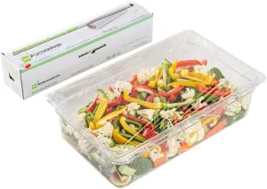 Restaurantware RW Base 18 Inch x 2000 Feet Cling Wrap 1 Roll Microwavable Cling Film - With Removable Slide-Cutter Clear Plastic Food Wrapping Film Securely Seal And Keep Food Fresh