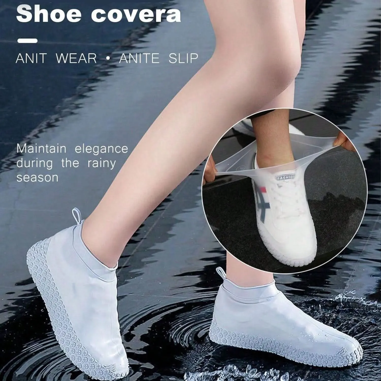 Reusable Silicone Waterproof Shoe Covers – Large, 1 Pair, Multi-Color