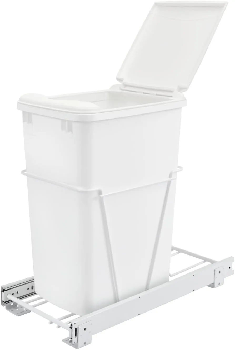 Rev-A-Shelf 35 QT Pullout Waste Container with Lid, White