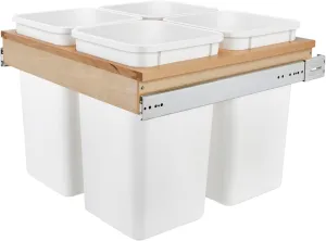 REV-A-SHELF WASTE BIN, 27 QT. FOUR, WOOD TOP MNT