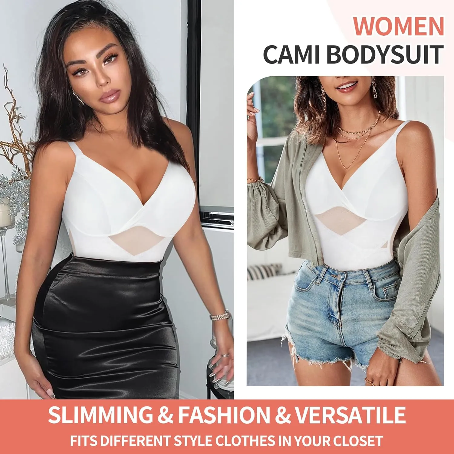 REYEOGO V Neck Bra Bodysuit Shapewear for Women Tummy Control Waist Trainer Full Body Shaper Butt Lifter Briefs Jumpsuit Tops