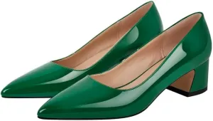 richealnini Women's Block Heel Pumps Slip On Pointed Toe Heels Dress Work Pumps
