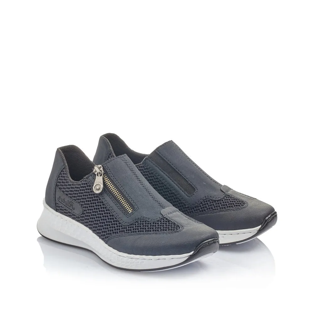 RIEKER - N5653-16 - FLAT ZIP COMFORT SHOE - NAVY