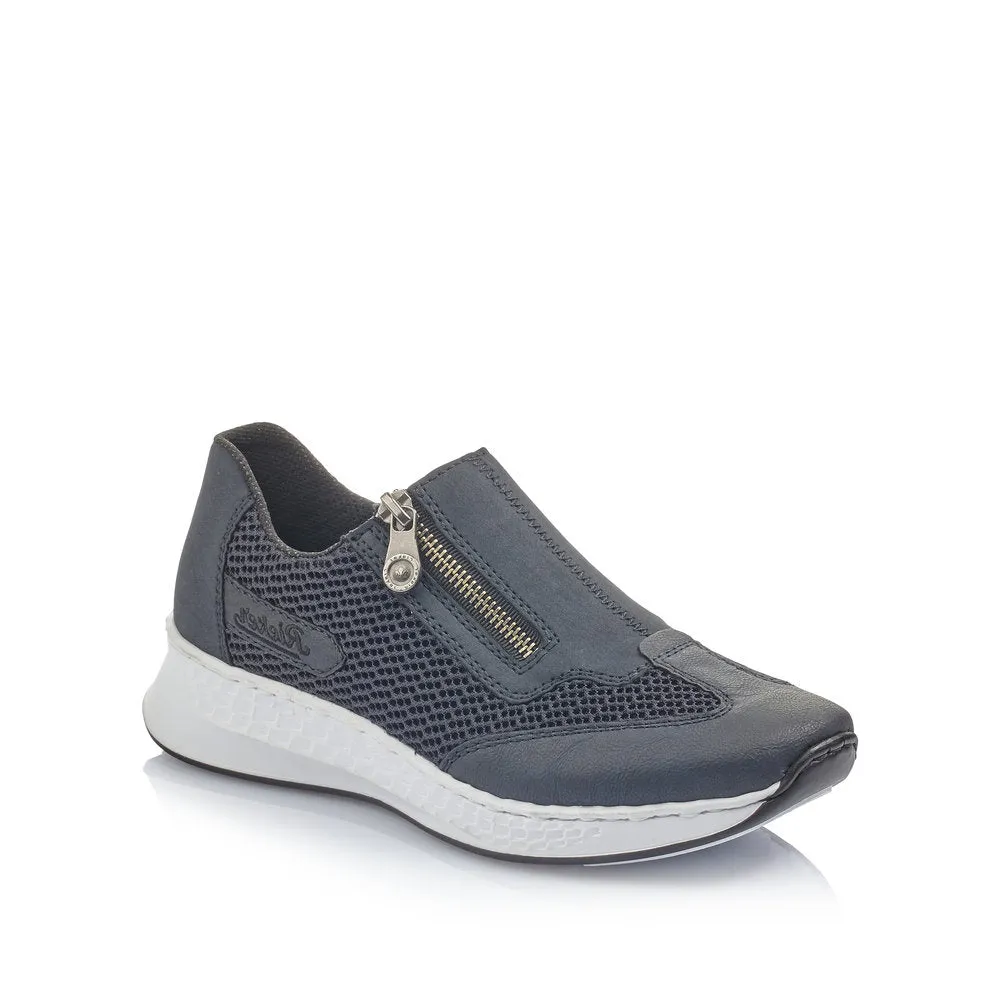 RIEKER - N5653-16 - FLAT ZIP COMFORT SHOE - NAVY