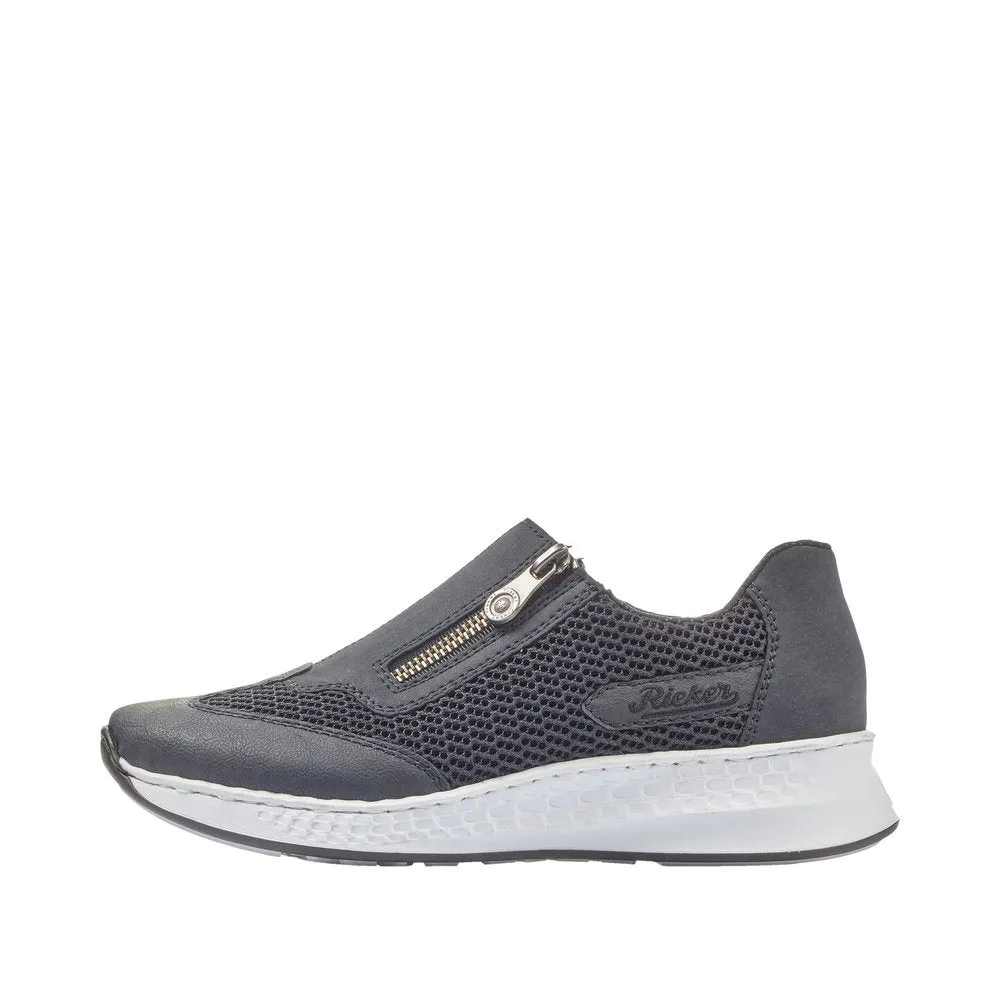 RIEKER - N5653-16 - FLAT ZIP COMFORT SHOE - NAVY