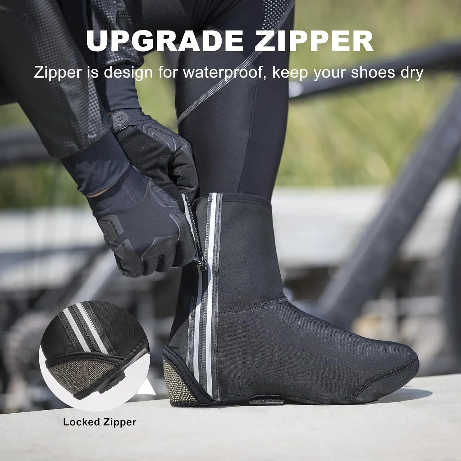 ROCKBROS Cycling Shoe Covers Winter Shoes Cover Warmer Water Resistant Thermal Bike Shoes Cover Windproof Bicycle Overshoes Shoescover for Men Women
