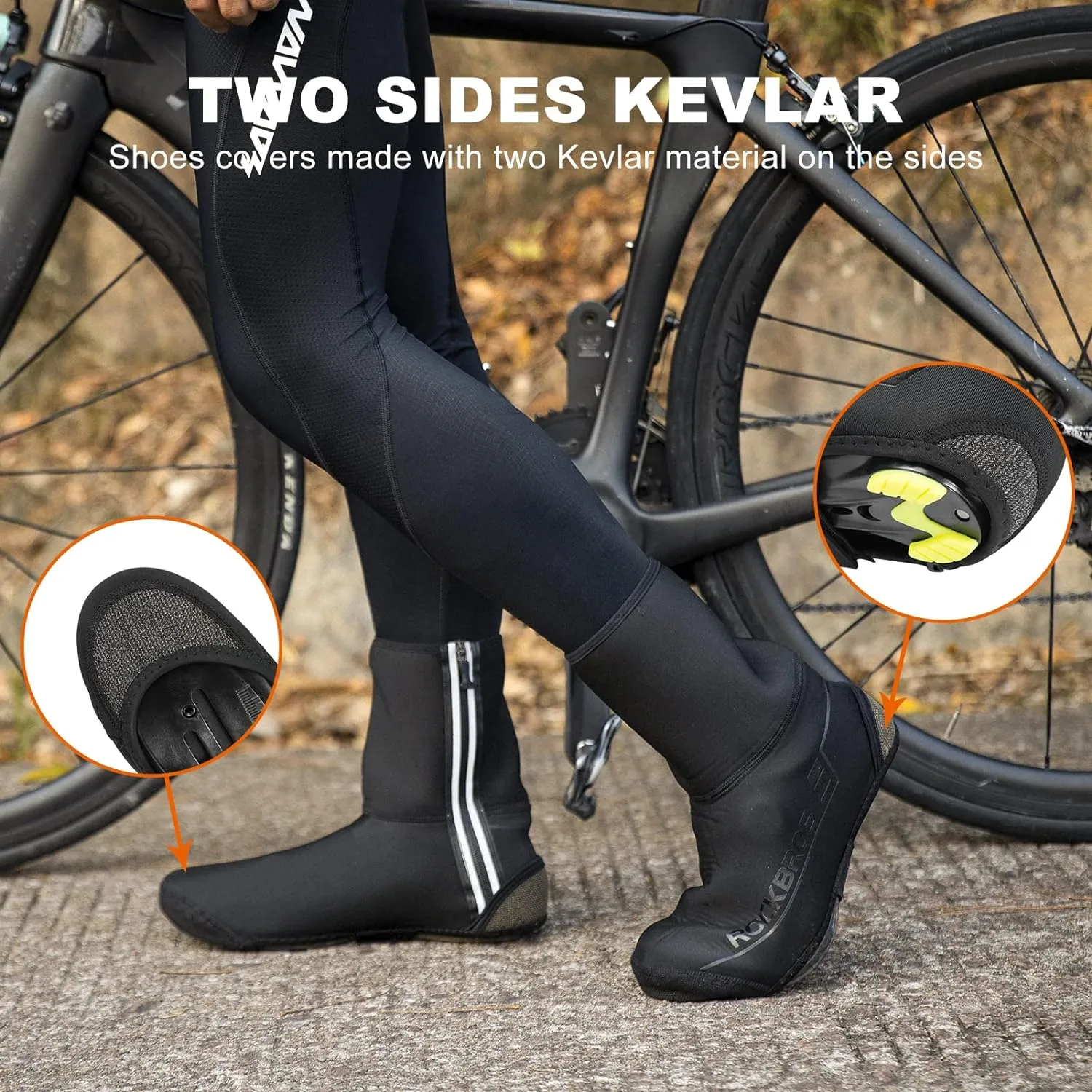 ROCKBROS Cycling Shoe Covers Winter Shoes Cover Warmer Water Resistant Thermal Bike Shoes Cover Windproof Bicycle Overshoes Shoescover for Men Women