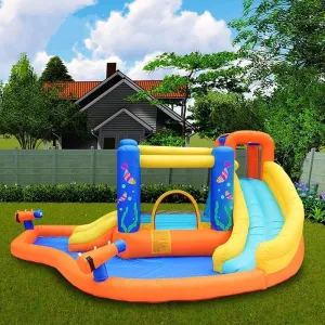 ROLTIN Bouncy Castle, Bouncy Castles Small Trampoline Children's Toy Slide Outdoor Play Equipment Inflatable Castle Inflatables and Bouncy Castles