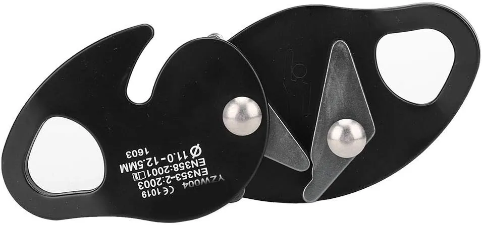 Rope Descender Versatile Stop Descender Clamp Grab Climbing Gear for 11-12.5mm Rope, for ExpansionRapid Descent, Shown