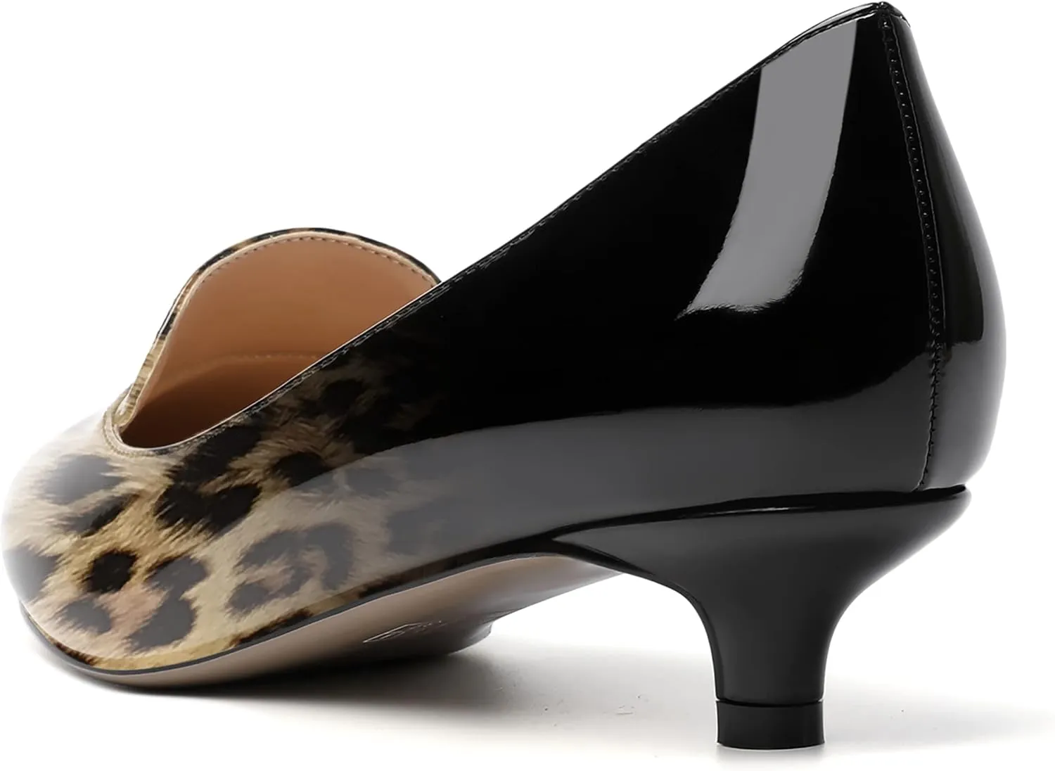 ROSERWISH Womens Office Slip On Pointed Toe Patent Casual Work Kitten Low Heel Pumps Dress Shoes 1.5 Inch