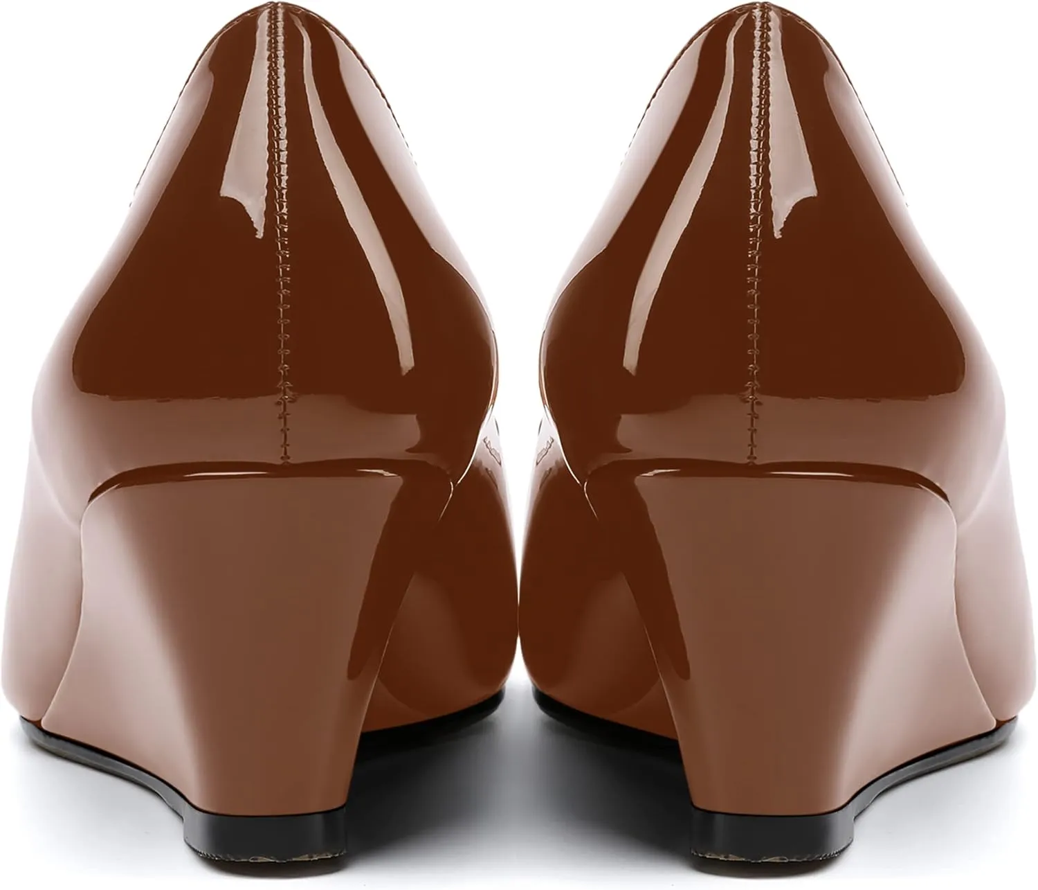 ROSERWISH Womens Patent Comfortable Casual Slip On Office Pointed Toe Wedge Low Heel Pumps Dress Shoes 2 Inch