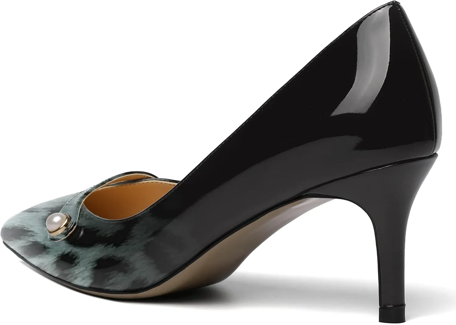 ROSERWISH Womens Sexy Patent Pointed Toe Slip On Evening Wedding Stiletto Mid Heel Pumps Dress Shoes 2.5 Inch