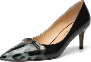 ROSERWISH Womens Sexy Patent Pointed Toe Slip On Evening Wedding Stiletto Mid Heel Pumps Dress Shoes 2.5 Inch