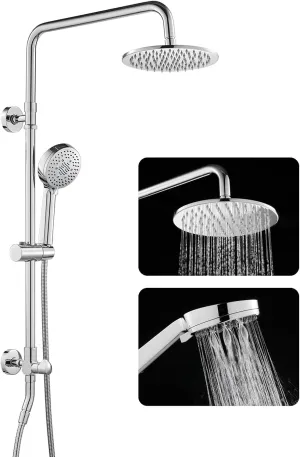ROVOGO Dual Shower Head with 22" Slide Bar, Retrofit Shower System with 8" Rain Shower and 5-Setting Handheld, 304 Stainless Steel Exposed Pipe Shower Column Kit with 3-Way Diverter, Chrome