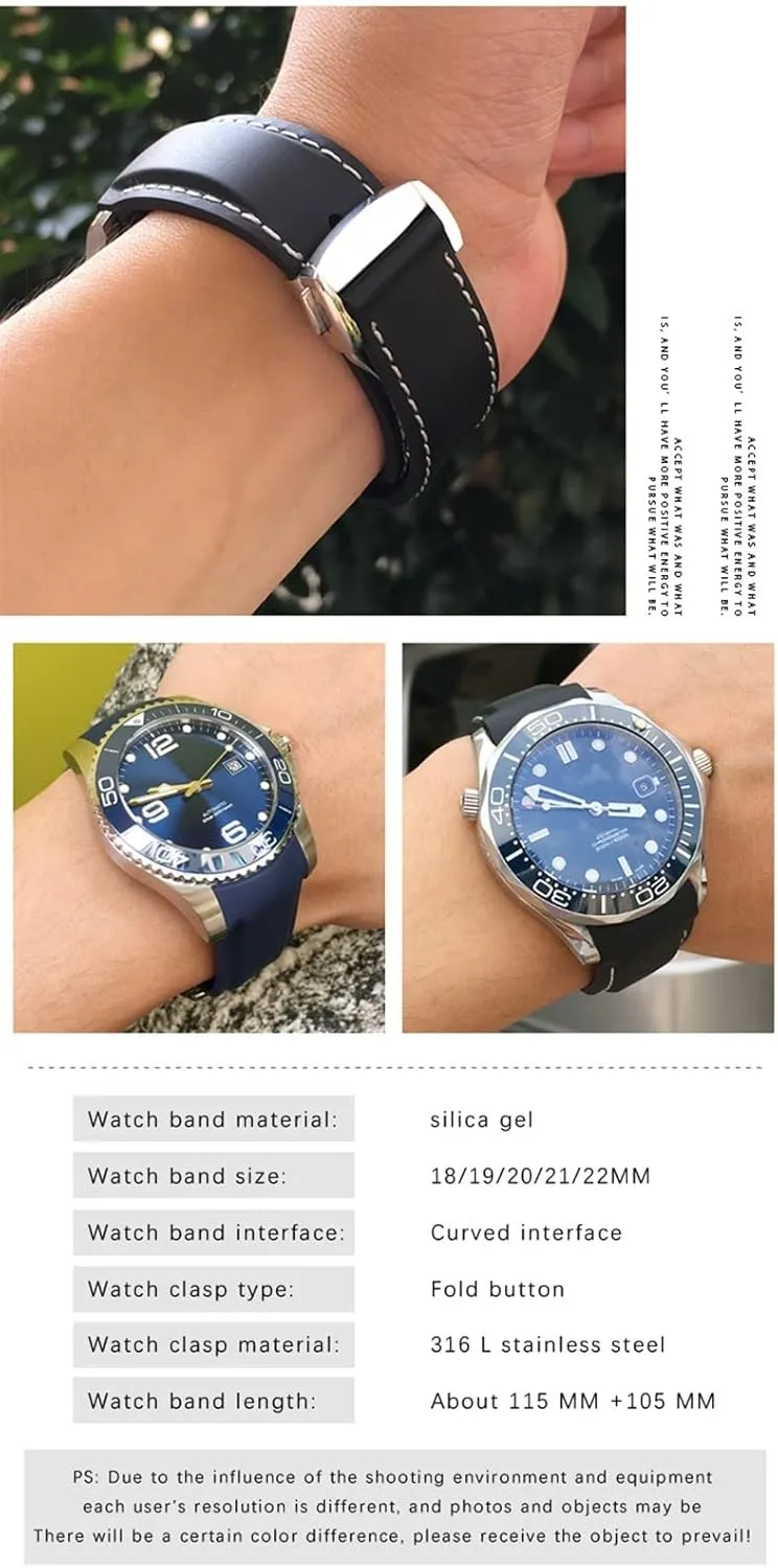 Rubber Silicone Watchband For Omega Seamaster GMT Diver 300 Speedmaster Hamilton 19mm 20mm 21mm 22mm Watch Strap