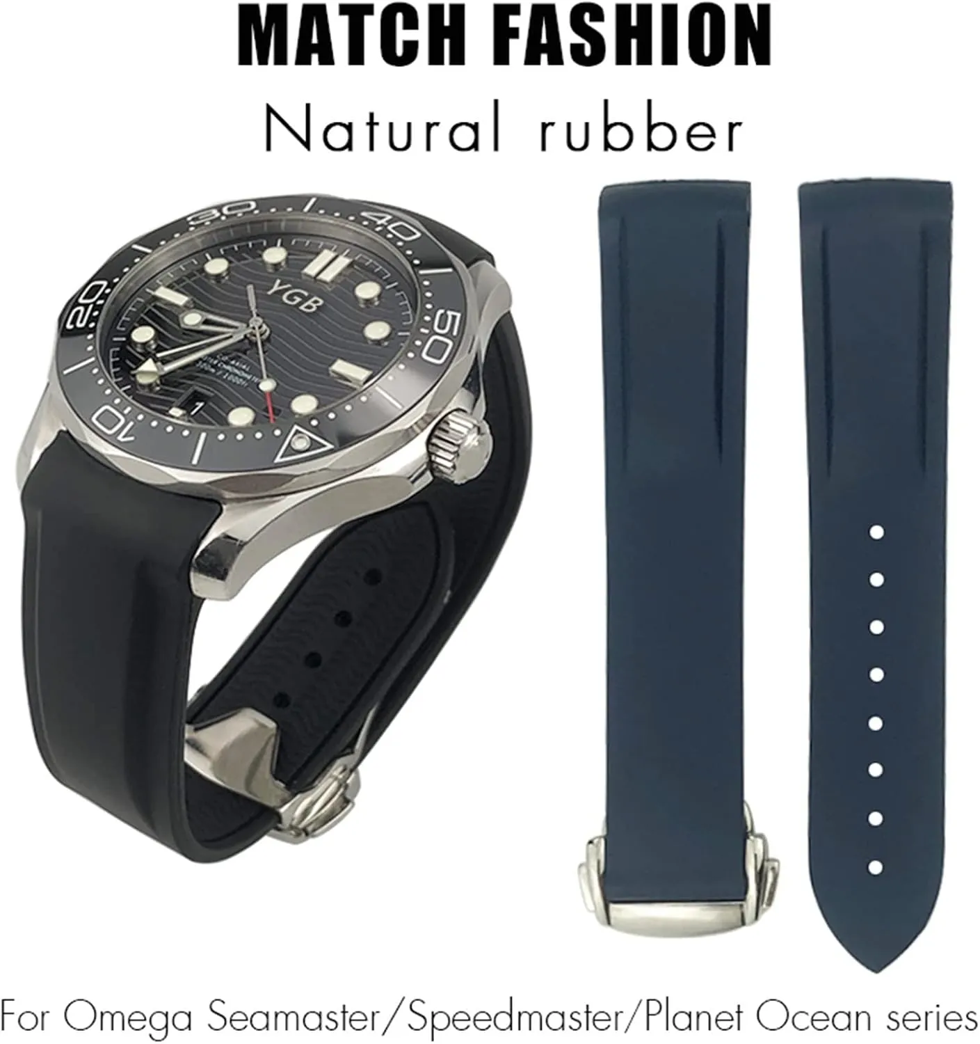 Rubber Silicone Watchband For Omega Seamaster GMT Diver 300 Speedmaster Hamilton 19mm 20mm 21mm 22mm Watch Strap