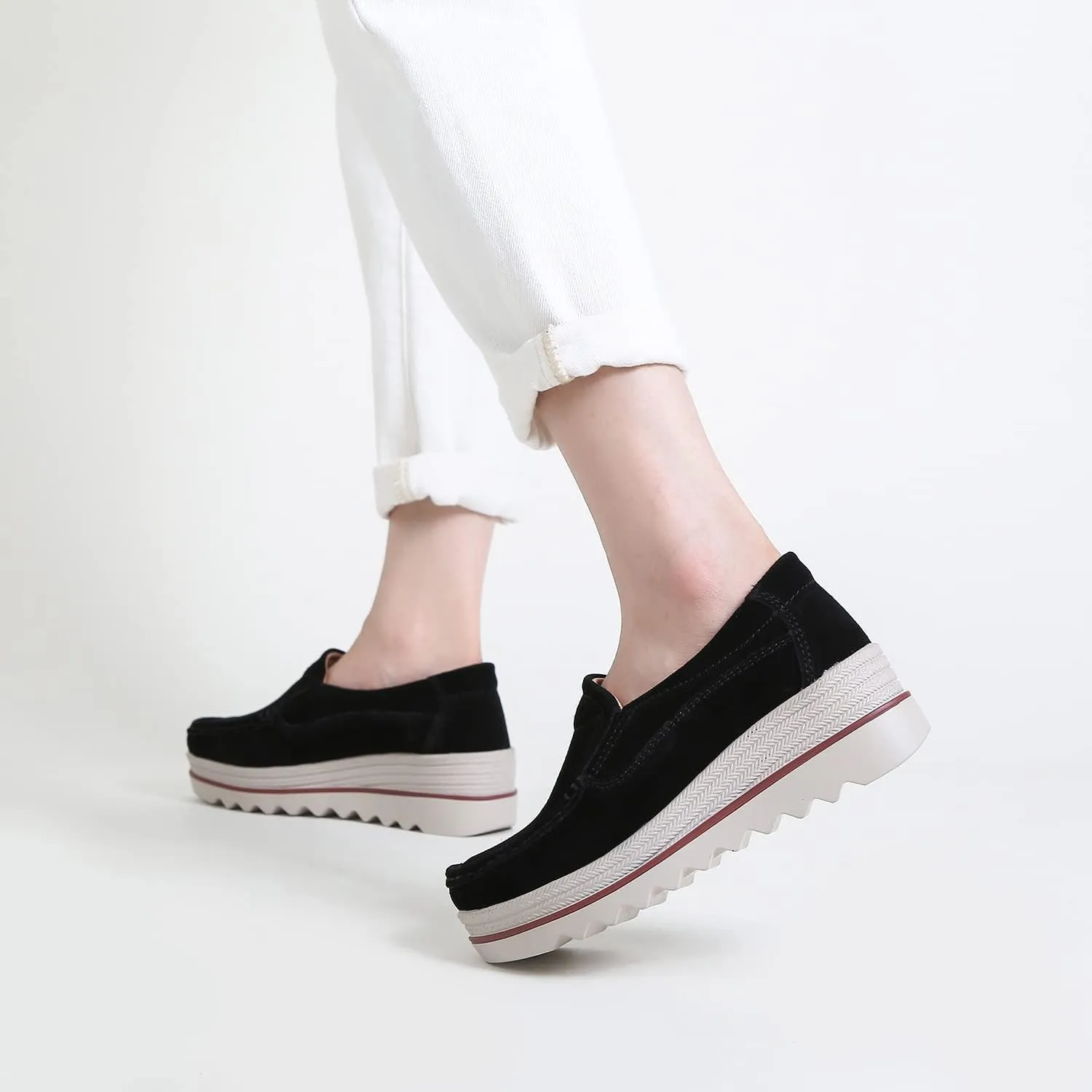 Ruiatoo Womens Slip on Loafers Comfortable Thick Soft Platform Shoes Business Casual Walking Shoes