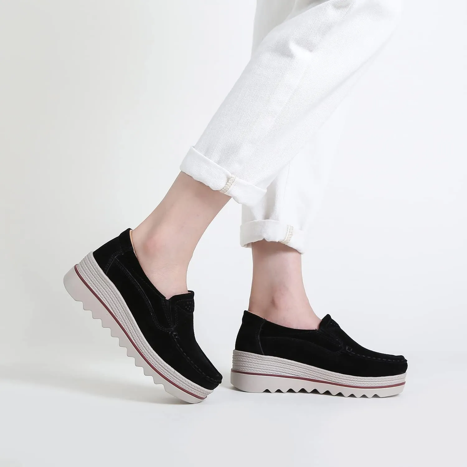 Ruiatoo Womens Slip on Loafers Comfortable Thick Soft Platform Shoes Business Casual Walking Shoes