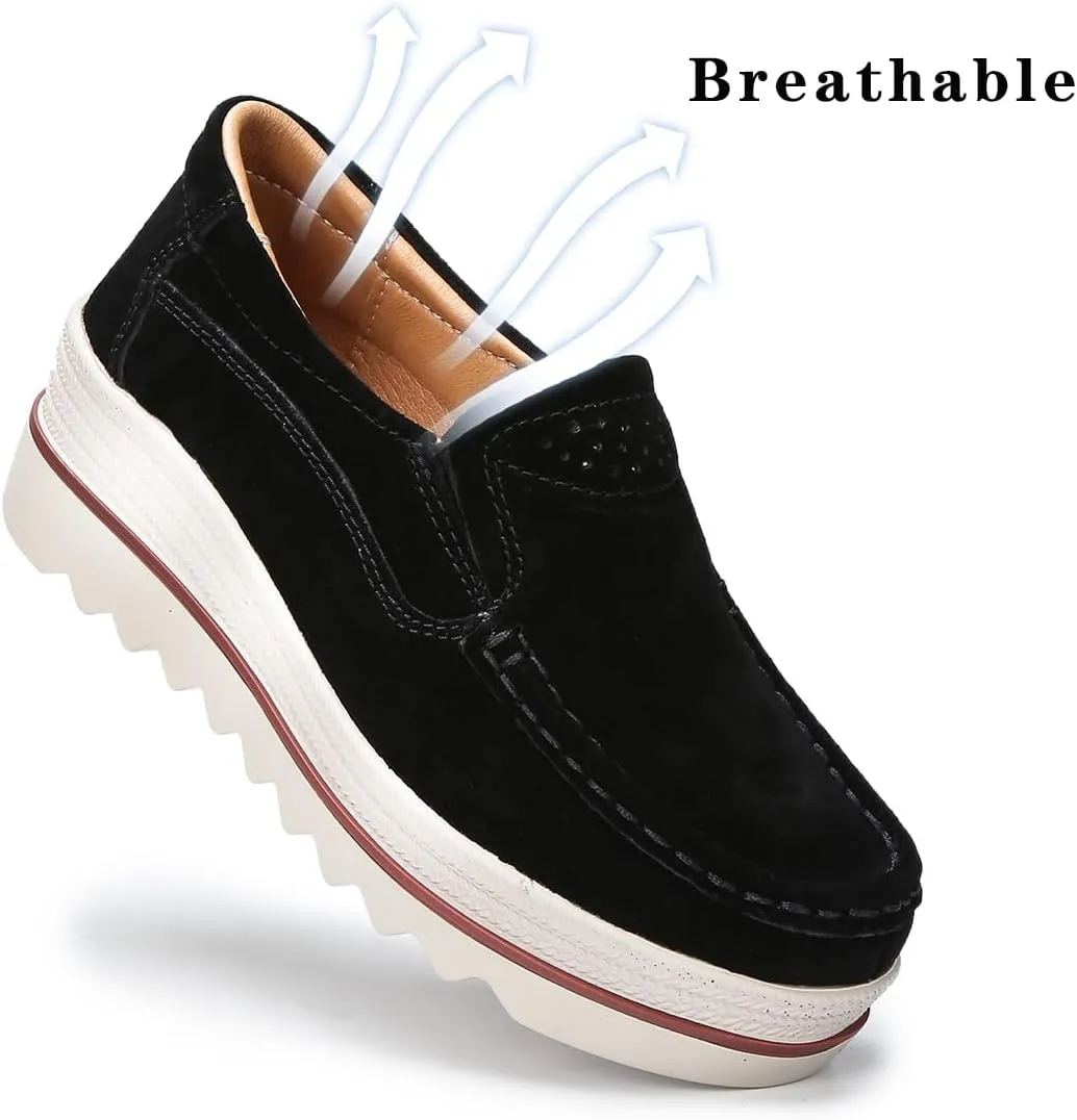 Ruiatoo Womens Slip on Loafers Comfortable Thick Soft Platform Shoes Business Casual Walking Shoes