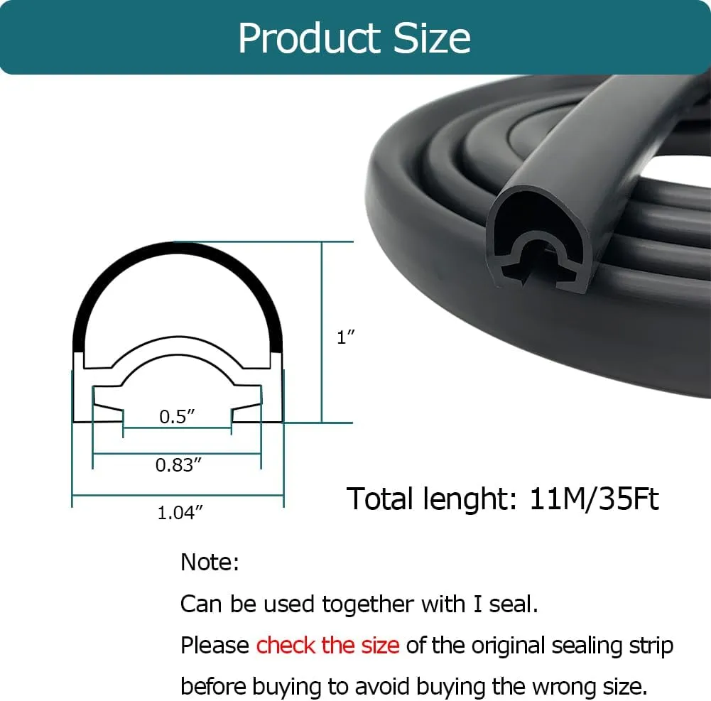 RV Slide Out Seal, RV Camper Replacement Kit for 15/16" D-Seal Wiper Weather Stripping (Slideout System), 36Feet