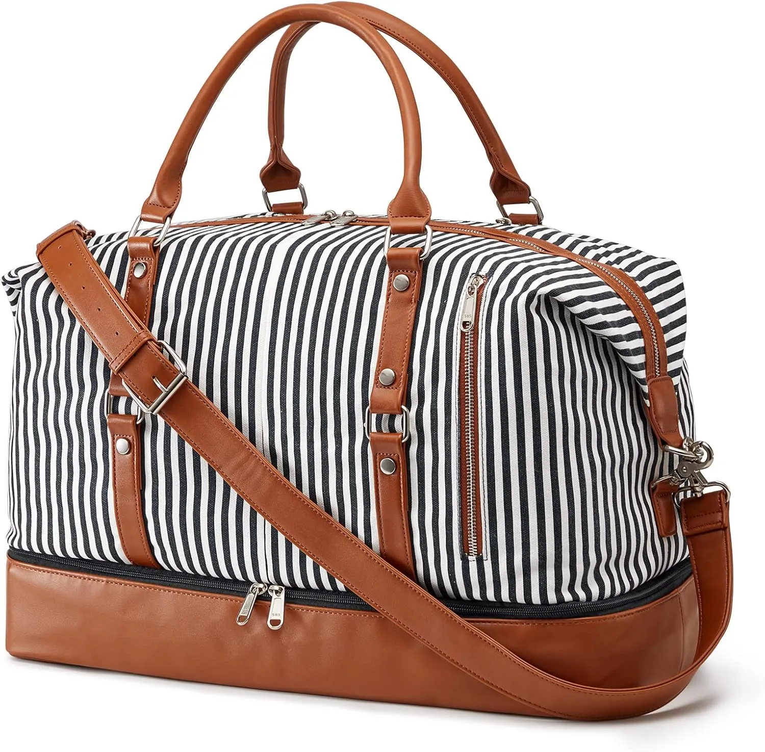 S-ZONE 21" Weekender Bags for Women 50L Canvas Overnight Weekend Bag with Shoe Compartment