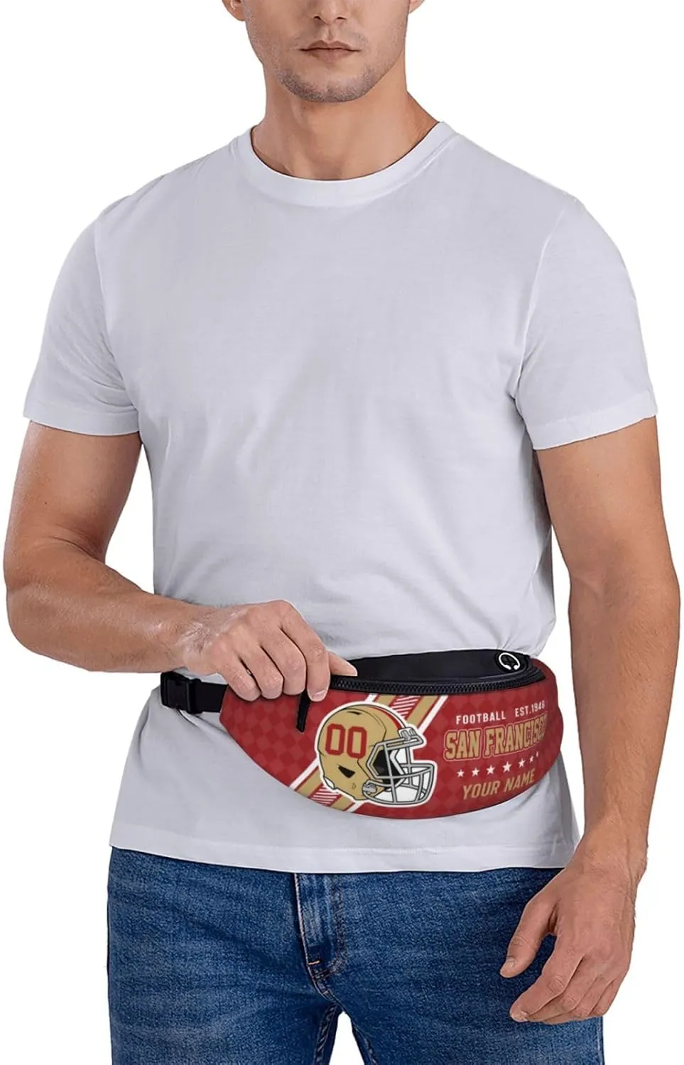 San Francisco Waist Bag Adjustable Football Belt Bag Personalized Custom Fanny Pack Sports Hiking Running Belt Waist Pack for Women Men Fans Gifts