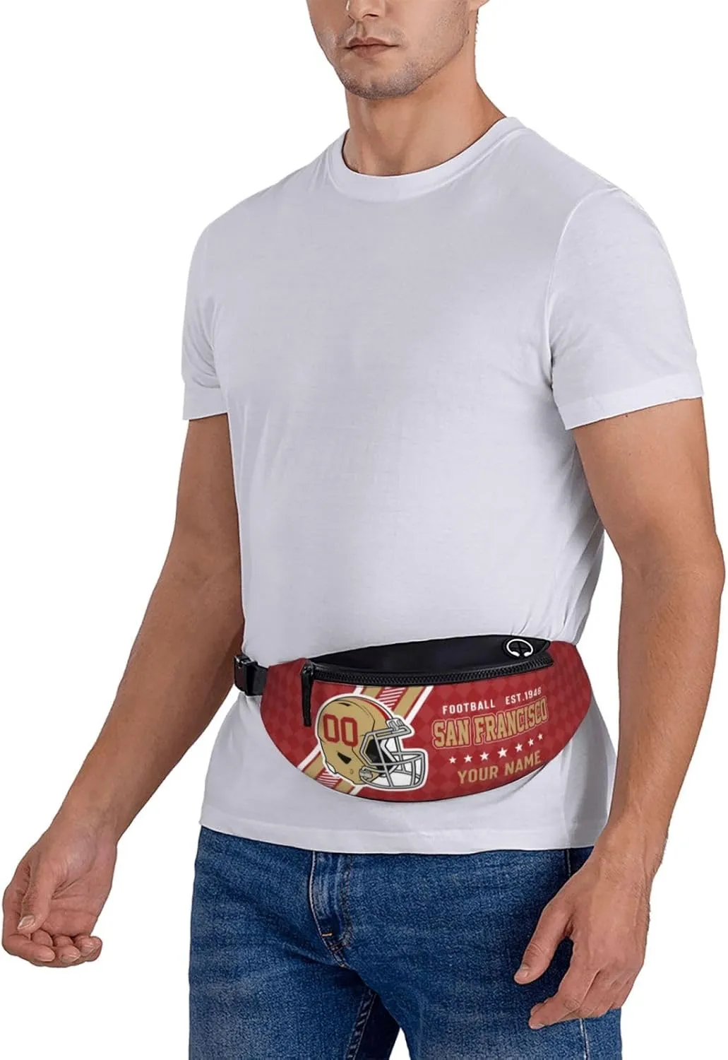 San Francisco Waist Bag Adjustable Football Belt Bag Personalized Custom Fanny Pack Sports Hiking Running Belt Waist Pack for Women Men Fans Gifts